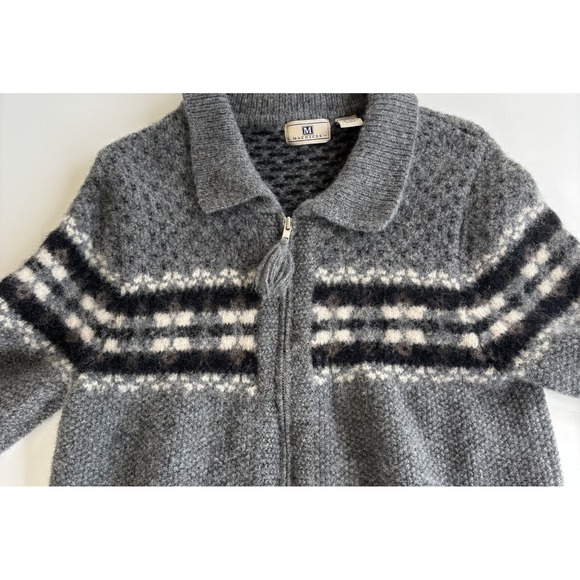 Vintage Maurices Shetland Wool Zip Up Sweater Women's L Gray with Collar Outdoor - Picture 3 of 7